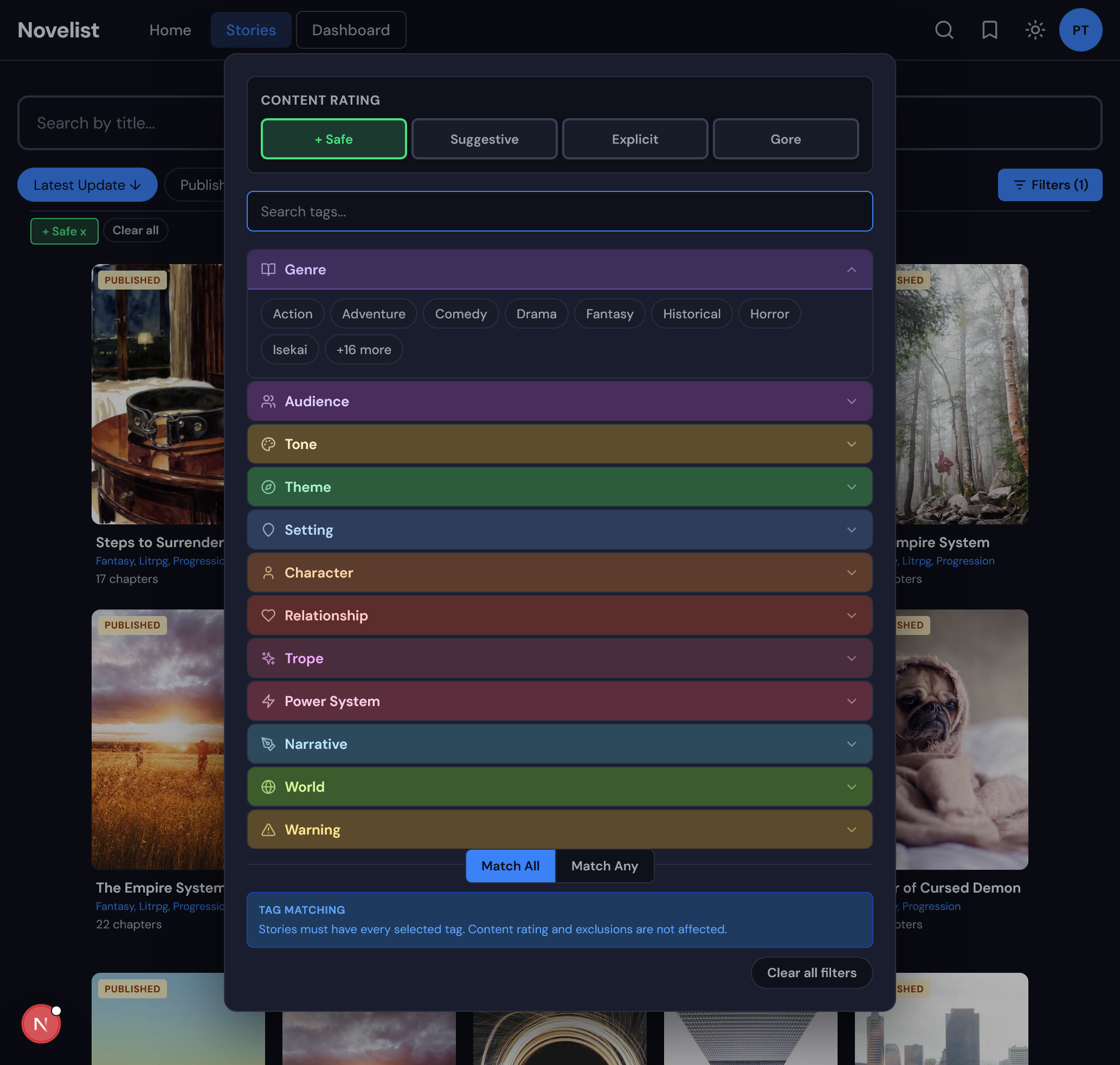 Readers Find You - Dark theme