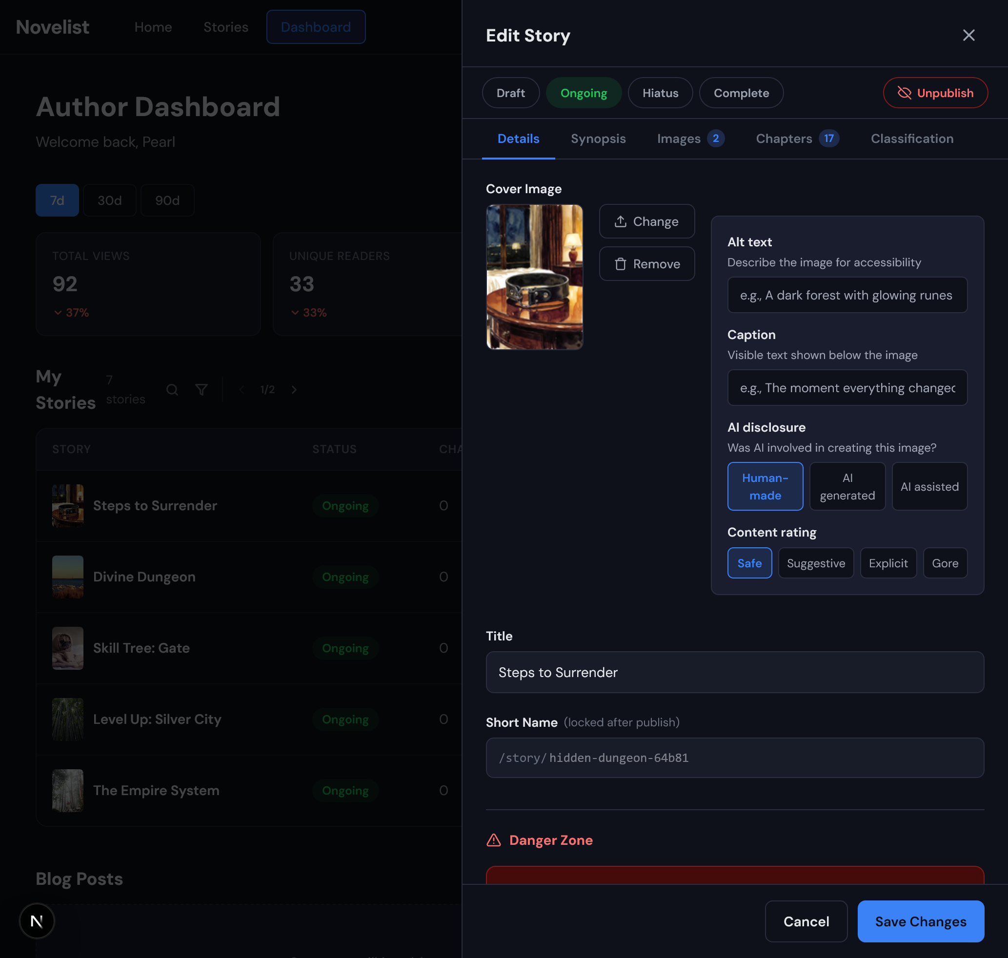 Write. Publish. Schedule. - Dark theme